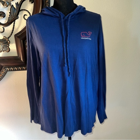 Vineyard Vines Unisex Lightweight Navy Blue Long Sleeve Hoodie Size Large - Picture 2 of 16